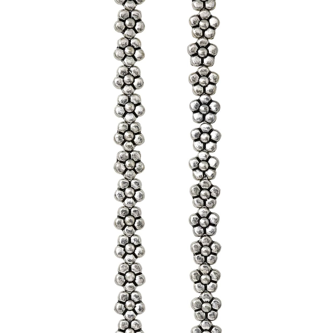 Silver Plated Flower Beads, 7mm by Bead Landing&#x2122;